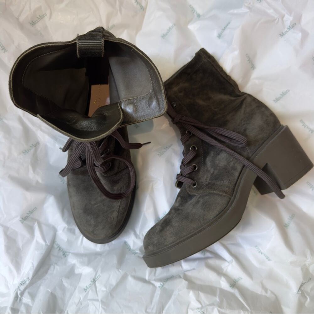 Gianvito Rossi Olive Green "Foster" Lace-Up Boots Size 36